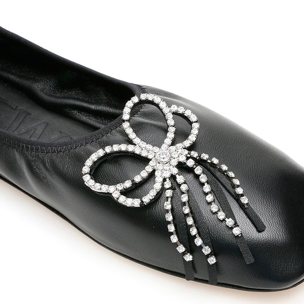Loewe Crystal-Embellished Leather Ballet Flats Size 39